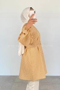 Ocher Medium Crew Neck Cotton Unprinted Tunic