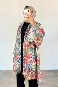Blue Pink Long Arm Without Accessories Cotton Striped Kimono