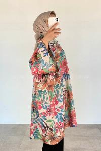 Blue Pink Long Arm Without Accessories Cotton Striped Kimono