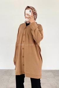 Camel V Neck Bat Sleeve Arm Ayrobin Cardigan