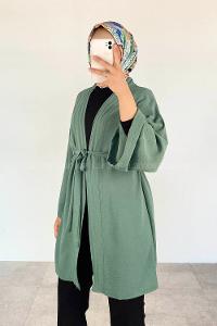 Plum Green Half Arm Arm Belted Ayrobin Straight Kimono