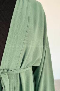 Plum Green Half Arm Arm Belted Ayrobin Straight Kimono