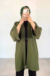Khaki Half Arm Arm Belted Ayrobin Straight Kimono