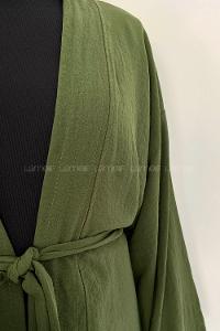 Khaki Half Arm Arm Belted Ayrobin Straight Kimono