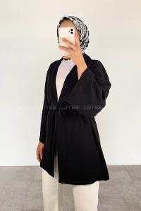 Black Half Arm Arm Belted Ayrobin Straight Kimono