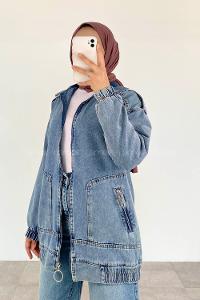 Ice Blue Shirt Collar Long Arm Denim Denim Jacket