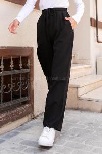Black Gabardin High Waist Comfortable Pants