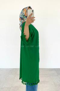 Green Bat Sleeve Arm Without Accessories Cotton Fabric Striped Kimono