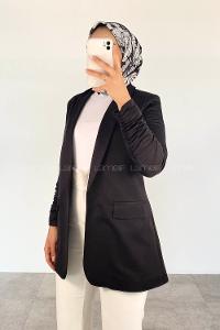 Black Scoop Neck Long Arm Atlas Jacket