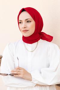 Red Cotton Fabric Straight Shawl