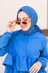 Light Blue Cotton Fabric Straight Shawl