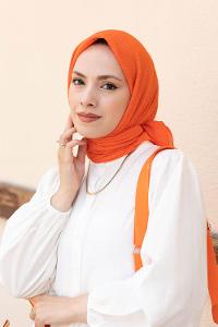 Orange Cotton Fabric Straight Shawl