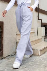 Lilac Cotton Fabric Elastic Waist Comfortable Pants