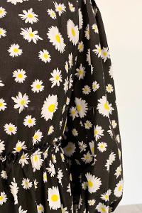 Black Crew Neck Cotton Printed Dresess