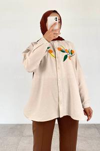 Stone Shirt Collar Long Arm Cotton Printed Shirt