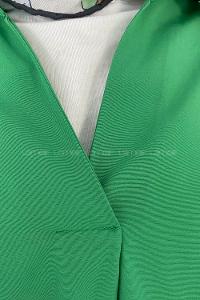 Green V Neck Bat Sleeve Arm Cotton Unprinted Shirt