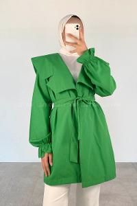 Green-1 Long Arm Belted Cotton Straight Kimono