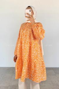 Orange Mandarin Collar Long Arm Shirt