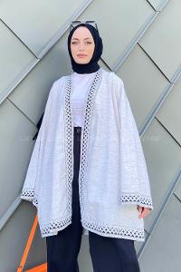 Stone Long Arm Without Accessories Linen Straight Kimono