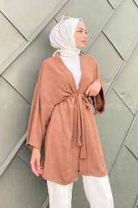 Brown Half Arm Arm Belted Ayrobin Straight Kimono