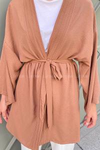 Brown Half Arm Arm Belted Ayrobin Straight Kimono