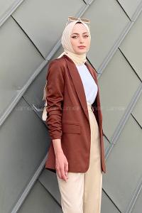 Chocolate Brown Scoop Neck Long Arm Atlas Jacket