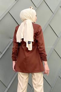 Chocolate Brown Scoop Neck Long Arm Atlas Jacket