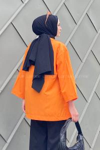 Orange Long Arm Belted Cotton Straight Kimono