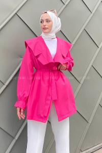 Fuchsia Long Arm Belted Cotton Straight Kimono