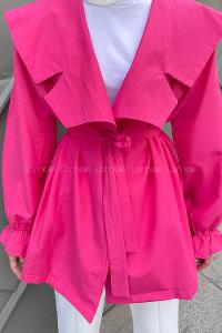 Fuchsia Long Arm Belted Cotton Straight Kimono