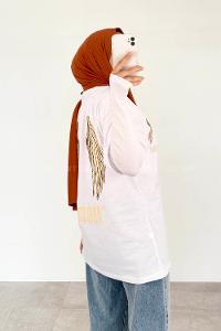 White Crew Neck Short Arm Cotton Printed T-shirt