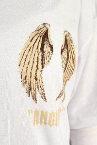 White Crew Neck Short Arm Cotton Printed T-shirt