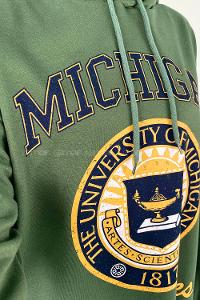 Khaki Hood Neck Half Arm Arm Unprinted Sweatshirt