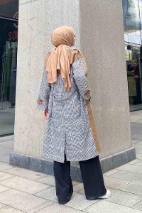 Camel Long Arm Buttoned Cotton Trench Coat