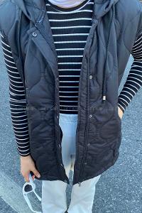 Modalamelif  Kapüşonlu Kapitone Yelek Siyah