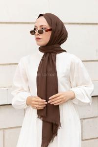 Brown Cotton Fabric Straight Shawl