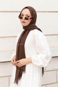 Brown Cotton Fabric Straight Shawl