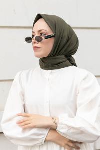 Lamelif Keten Eşarp Koyu Yeşil