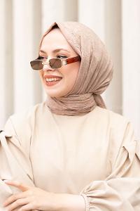 Lamelif Bambu Şal Kahverengi Bej