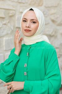 Cream Cotton Fabric Straight Shawl