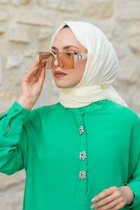 Cream Cotton Fabric Straight Shawl