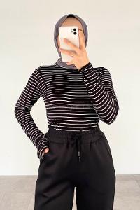 Lamelif Bisiklet Yaka Çizgili Body