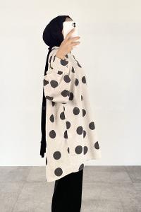 Anthracite Shirt Collar Long Arm Linen Printed Shirt