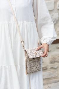 Lamelif Deri Askılı Messenger Model Çanta Krem