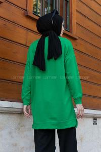 Green-1 Crew Neck Cotton Two Threads Unprinted Tunic