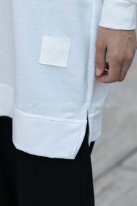 White Crew Neck Cotton Two Threads Unprinted Tunic