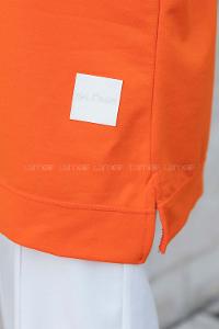 Lamelif Bisiklet Yaka Arma Detaylı Tunik Oranj