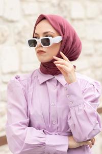 Lamelif Düz Flamlı Eşarp Nar Kabuğu