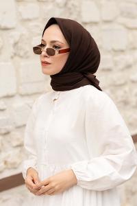 Bitter Brown Wool Printed Scarf