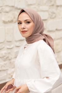 Dark Mink Wool Printed Scarf